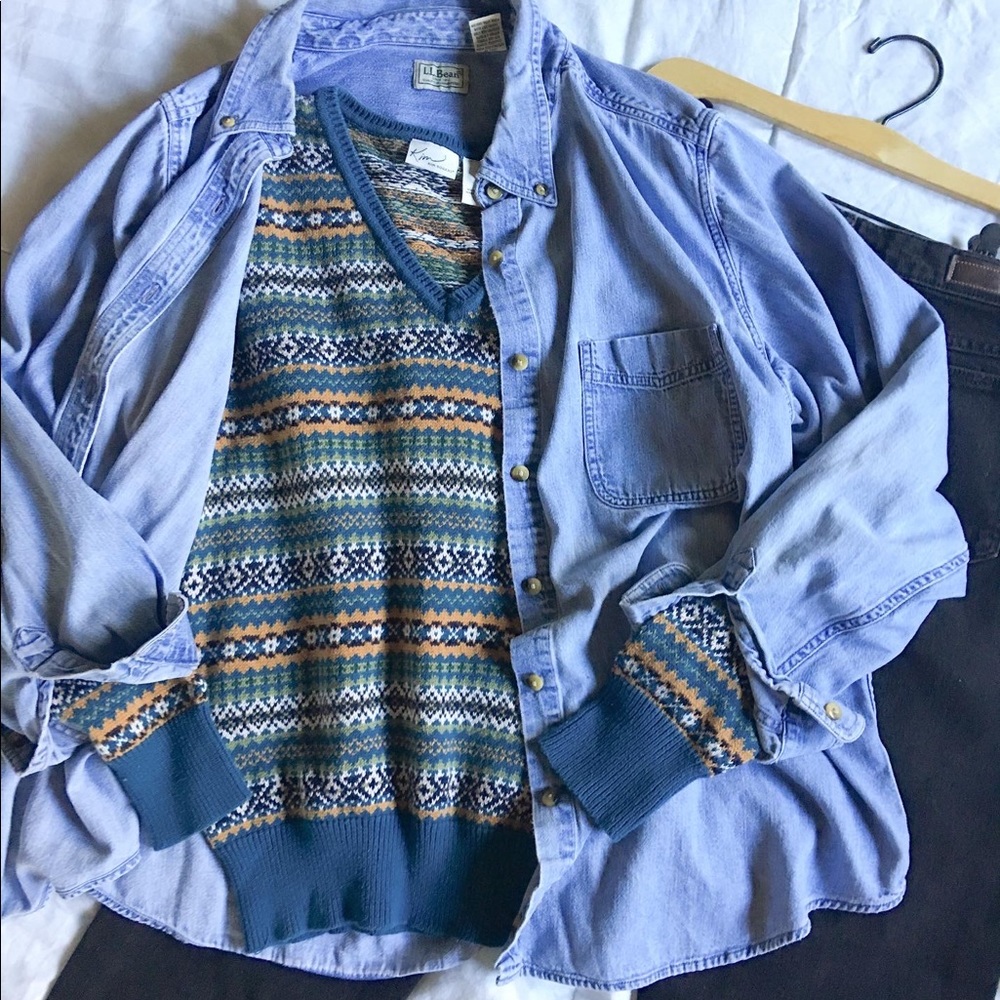 LL Bean denim button down